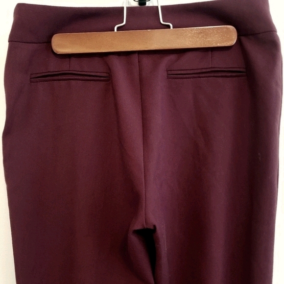Summer NWOT Burgundy Pleated Pants Office Business Formal Tapered Trousers - Picture 4 of 7